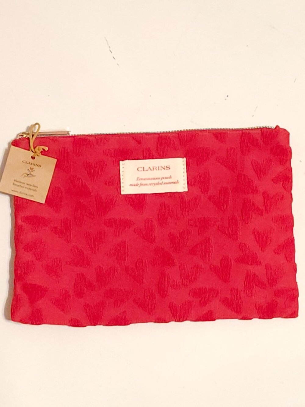SWEET CLARINS Cosmetics Pouch BNWT Heart Pattern Eco-Conscious Pouch